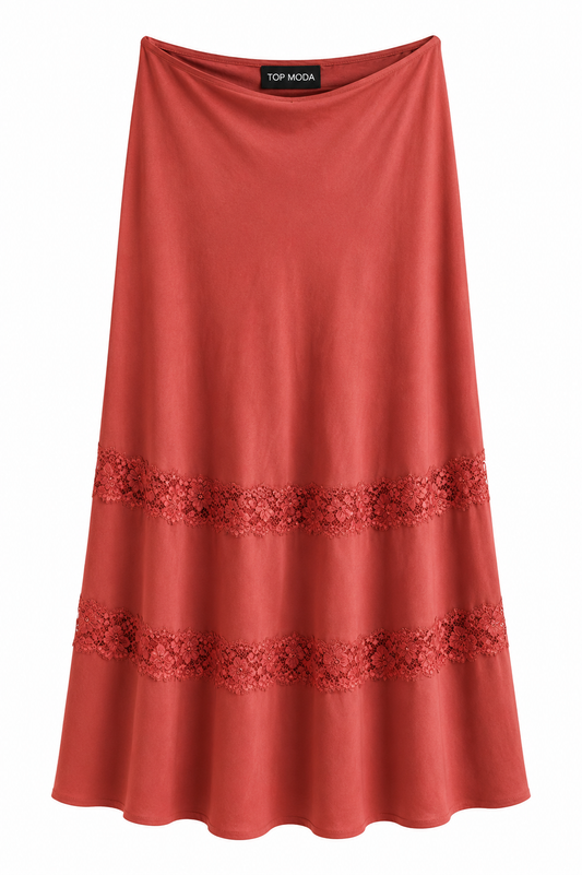 Falda coral encajes