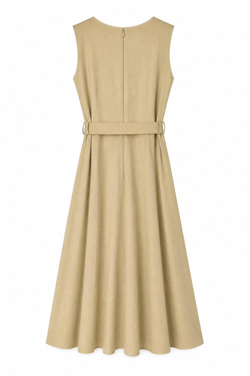 Vestido lino verde con cinturón