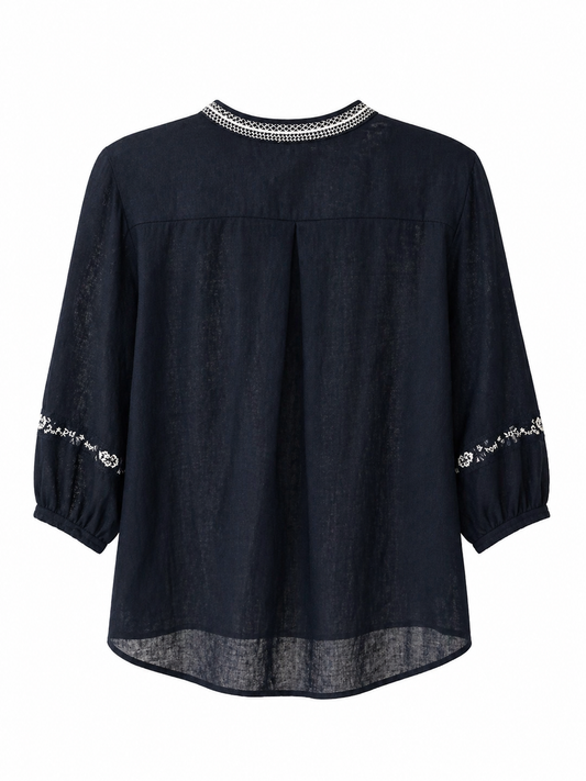Camisa azul bordados