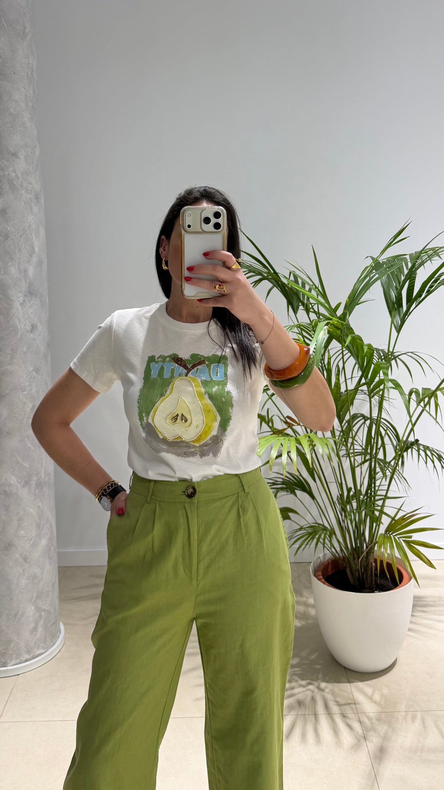 Pantalón verde oliva lino
