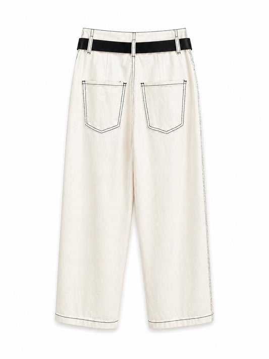 Pantalón vaquero globo blanco