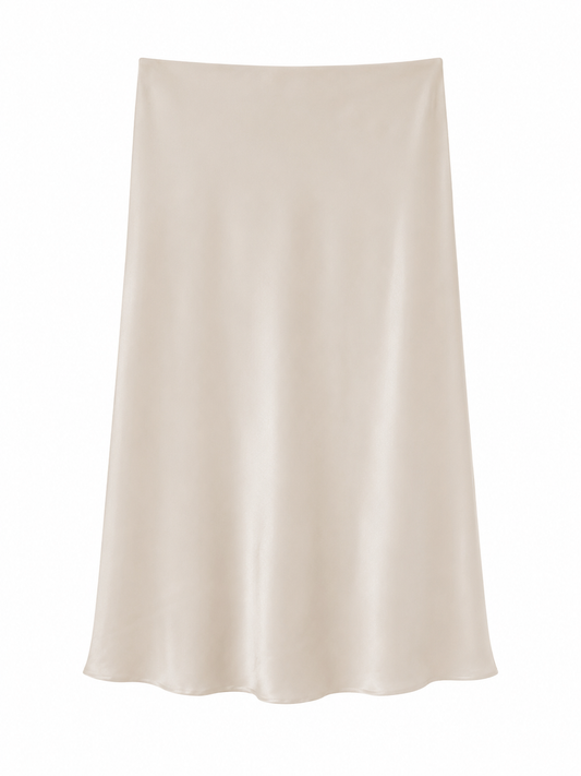 Falda satinada beige