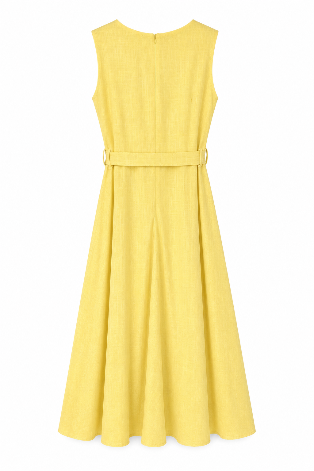Vestido lino amarillo con cinturón
