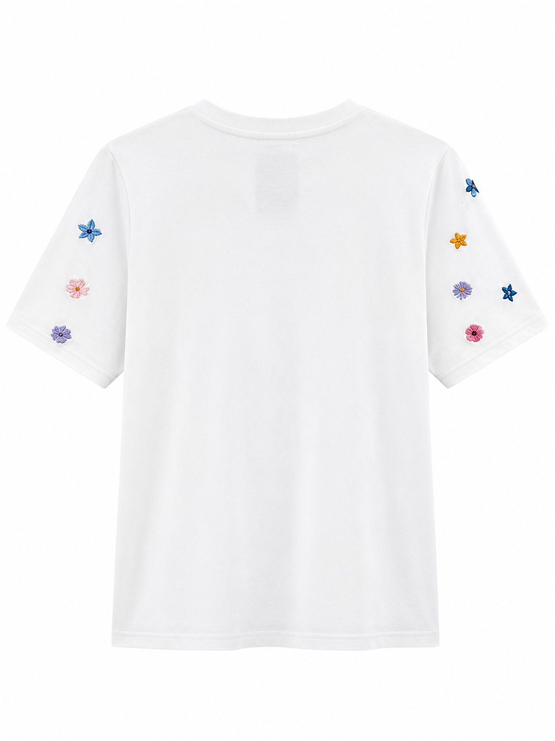 Camiseta flores bordadas blanca