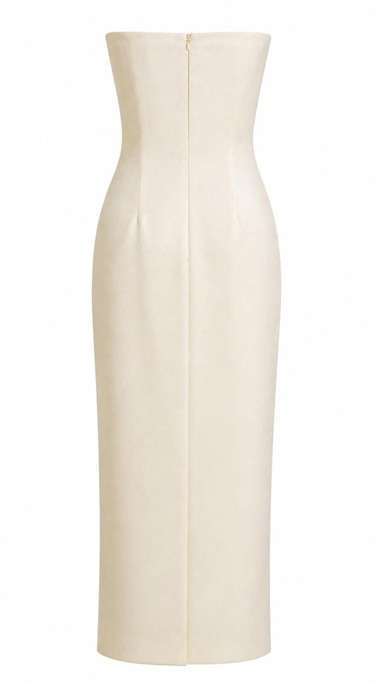 Vestido beige palabra de honor