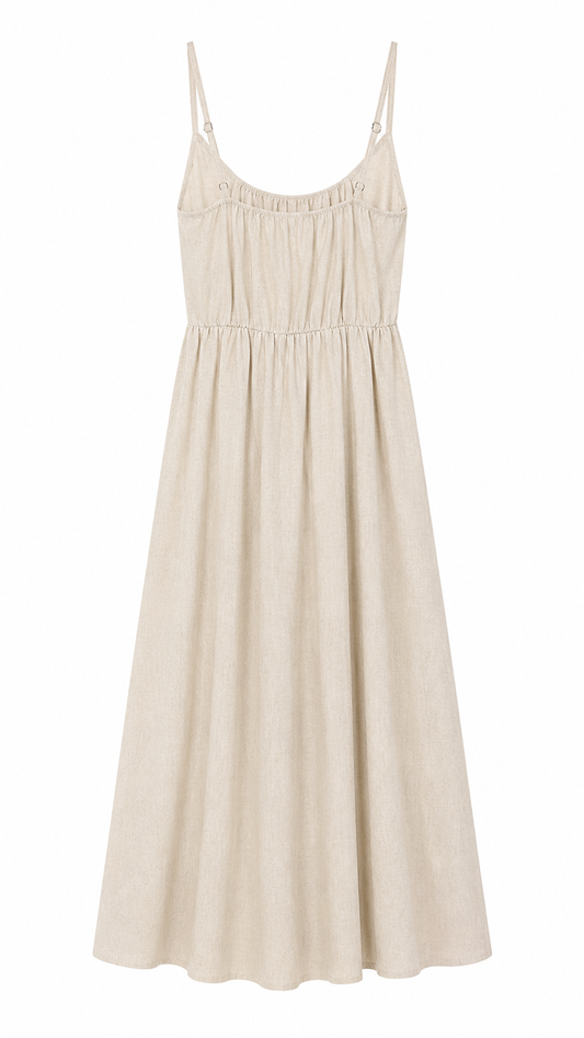 Vestido lino beige