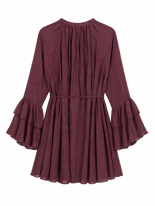Vestido Burdeos volantes