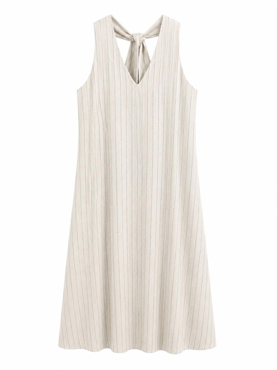 Vestido lino beige