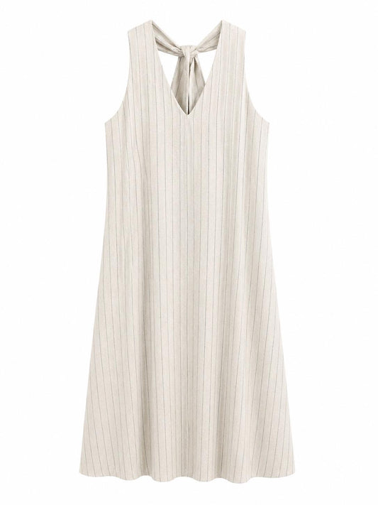 Vestido lino beige