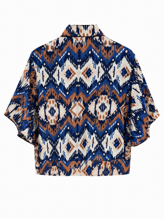 Camisa azul estampada