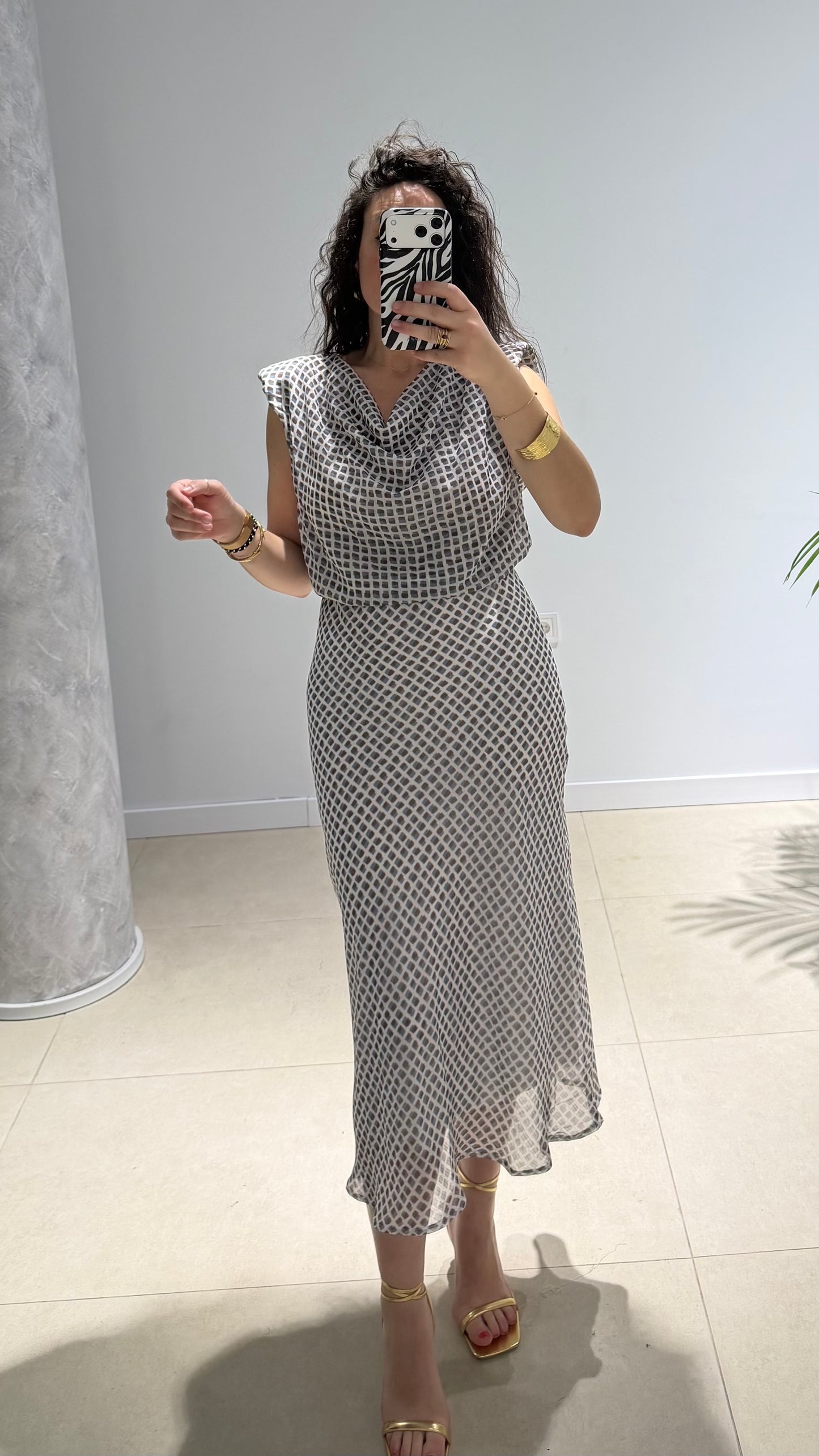 Vestido cuadros gasa
