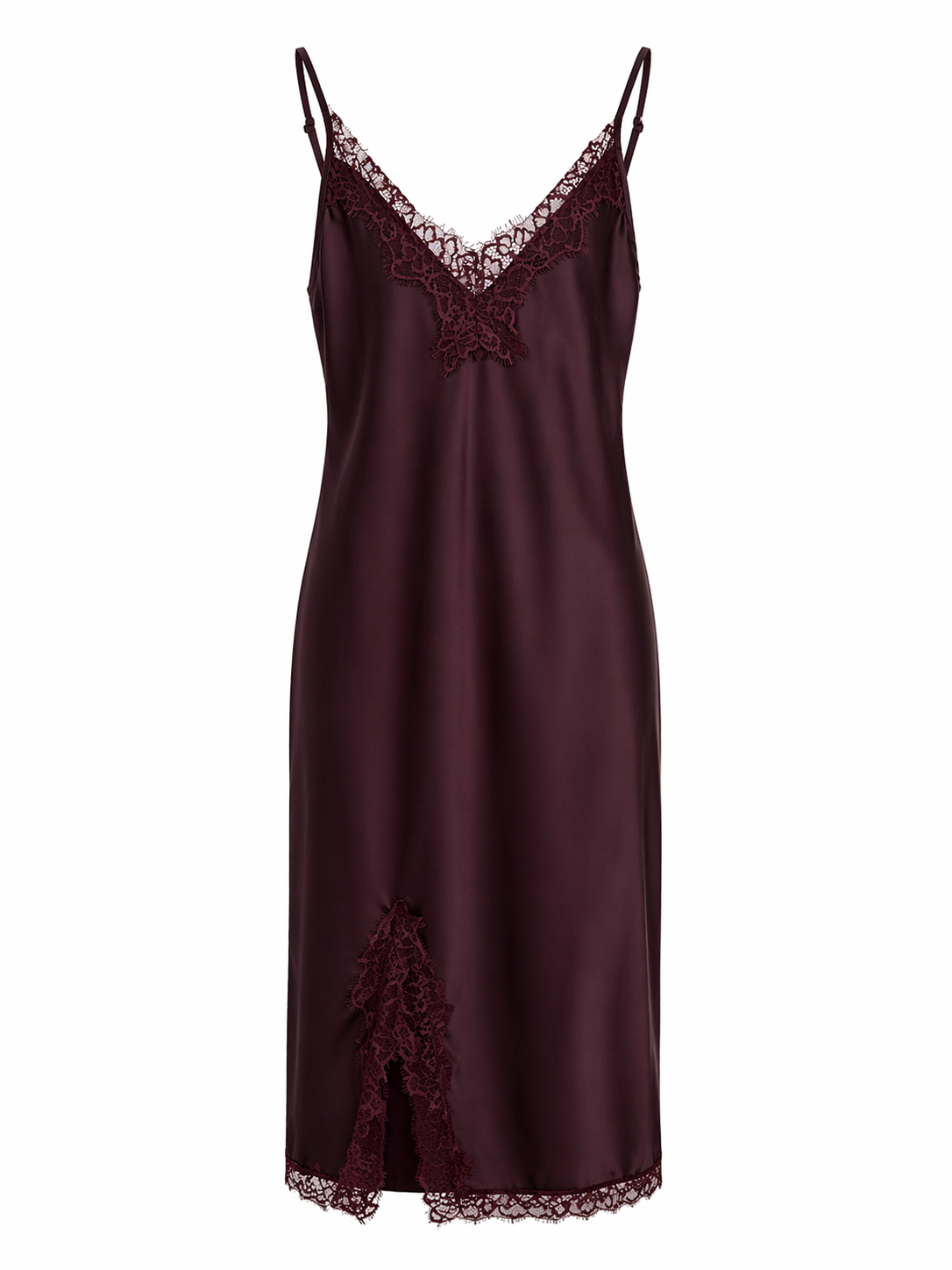 Vestido Burdeos encaje pico
