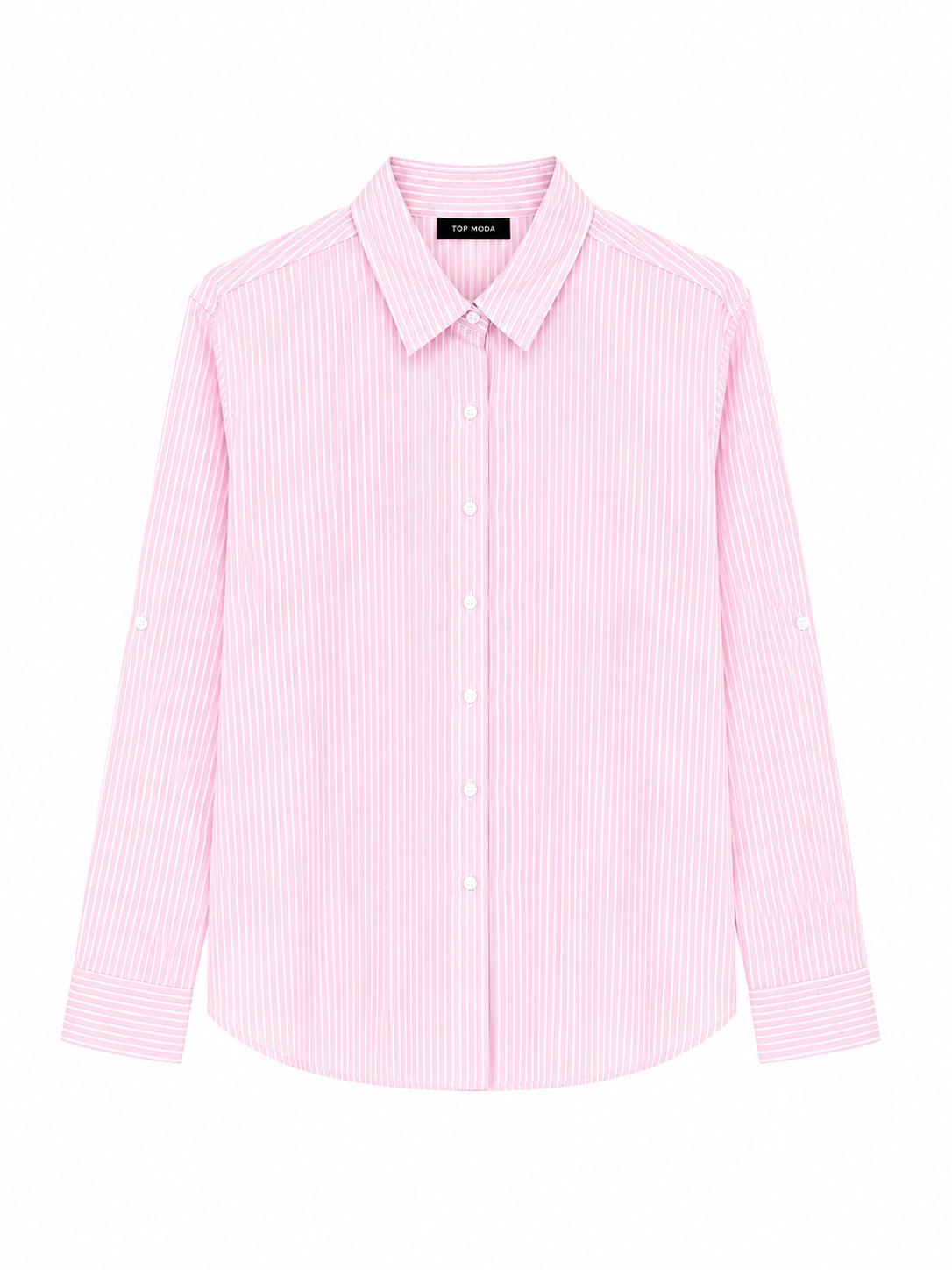 Camisa de rayas rosa y blanca