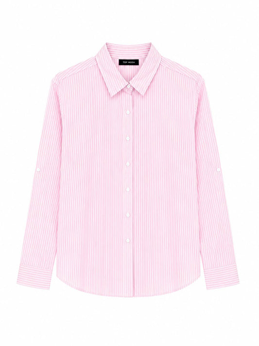 Camisa de rayas rosa y blanca
