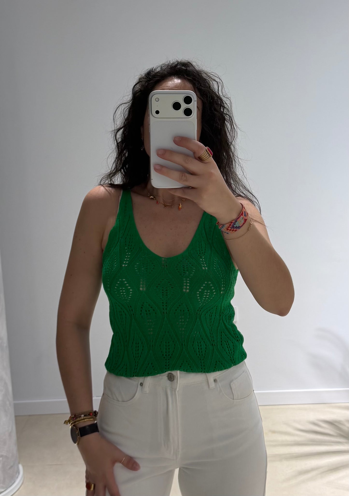 Top crochet verde