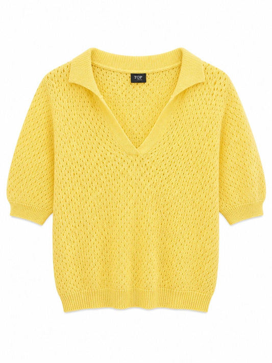 Chaleco amarillo hilo cuello