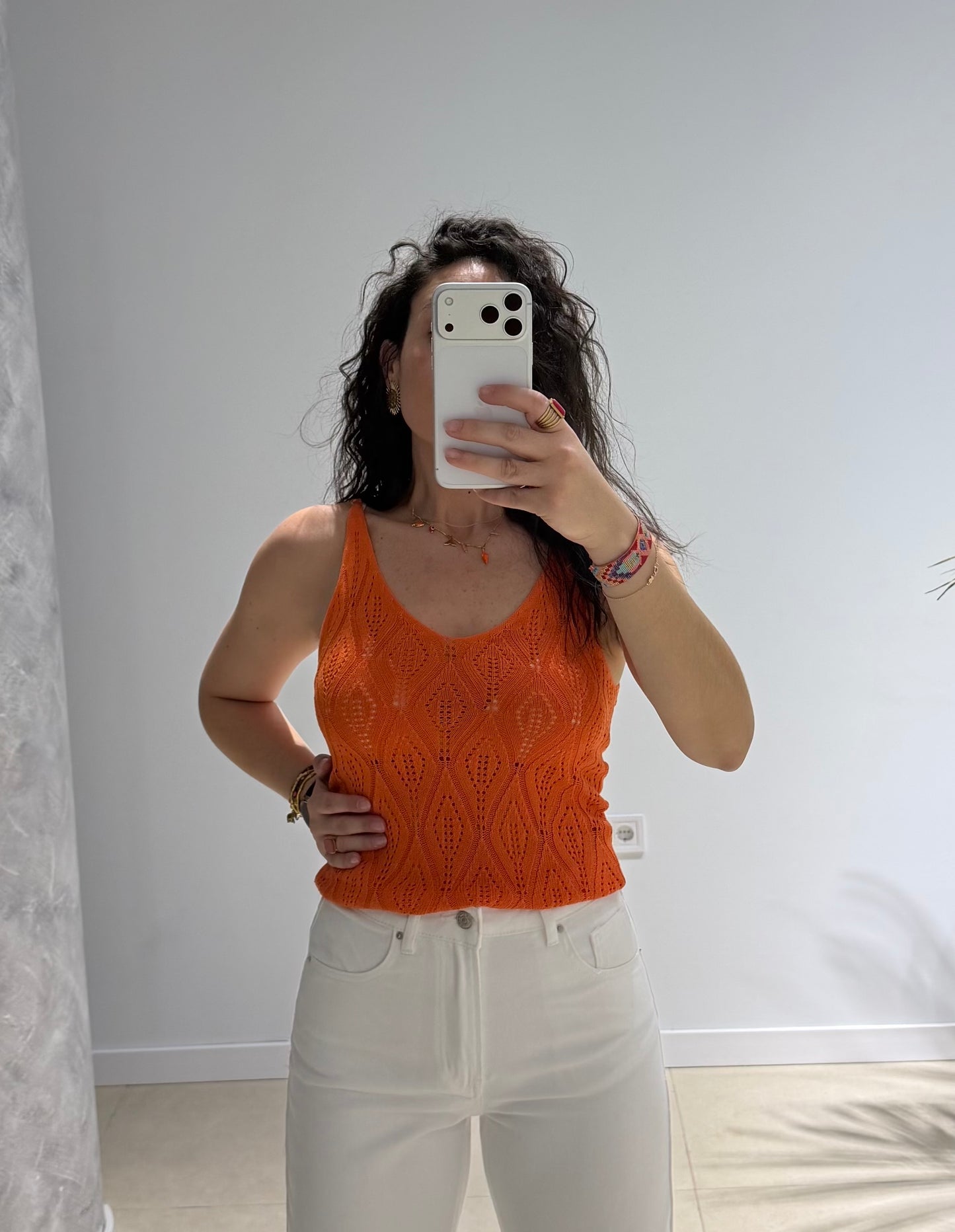 Top crochet naranja