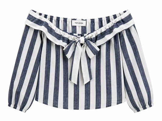 Camisa de rayas hombros descubiertos