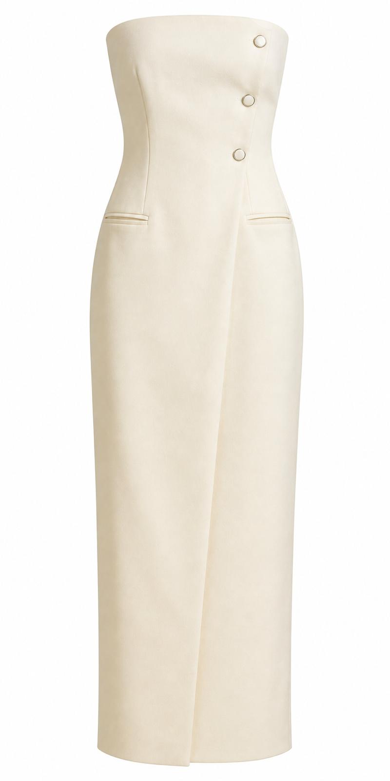 Vestido beige palabra de honor