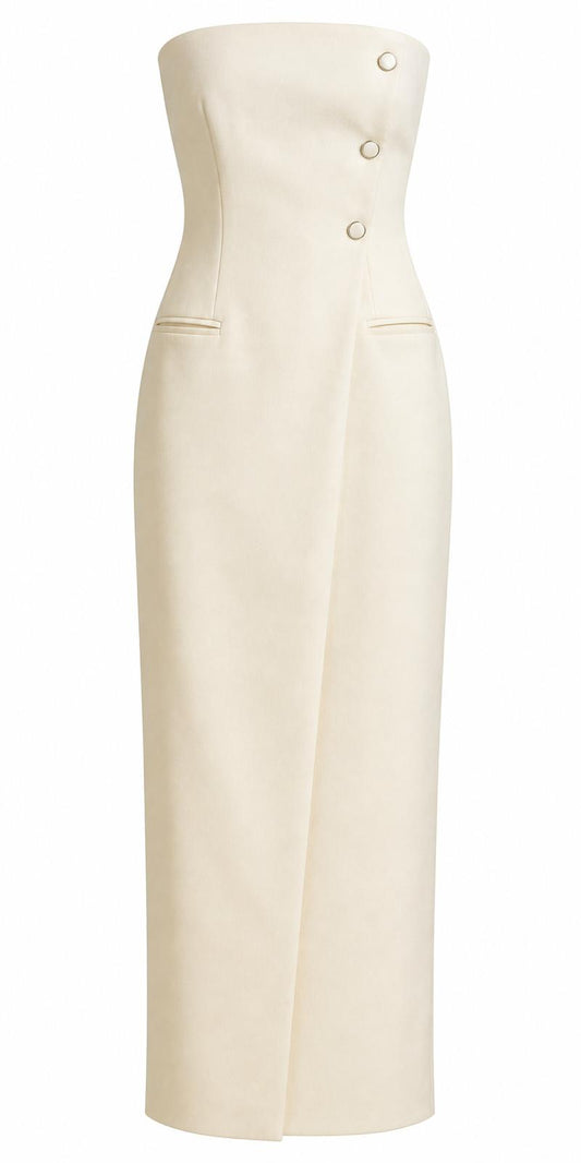Vestido beige palabra de honor