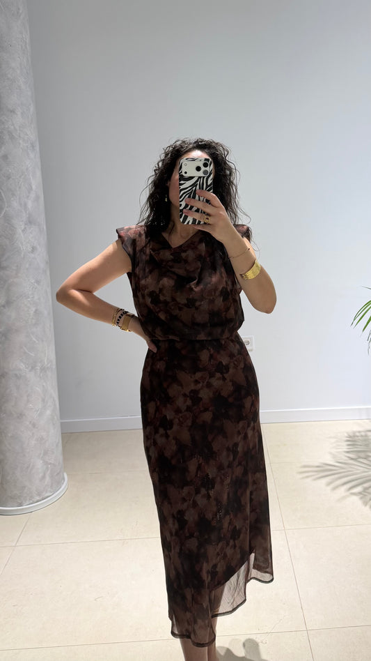 Vestido de gasa marrón