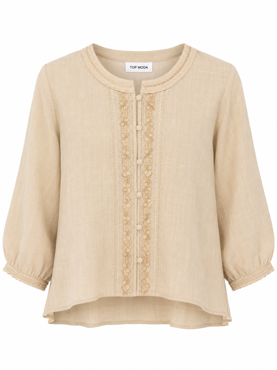 Camisa de lino beige
