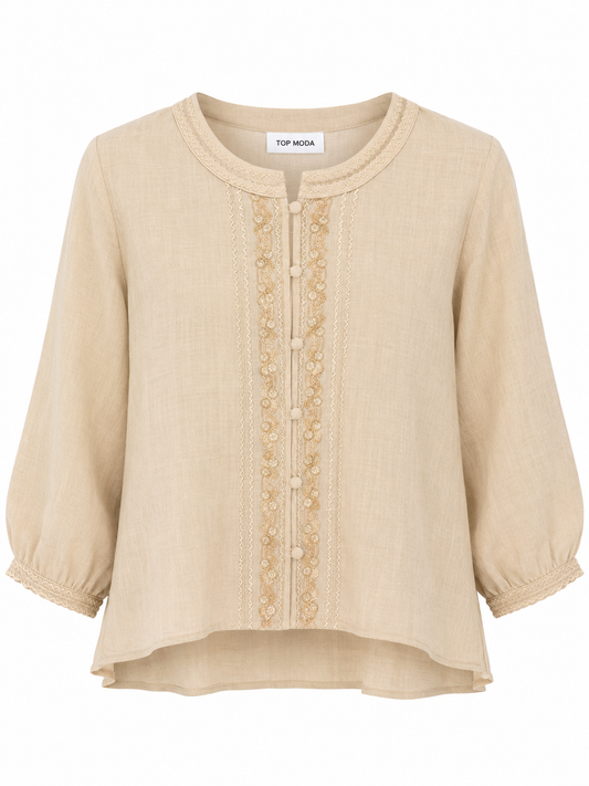 Camisa de lino beige