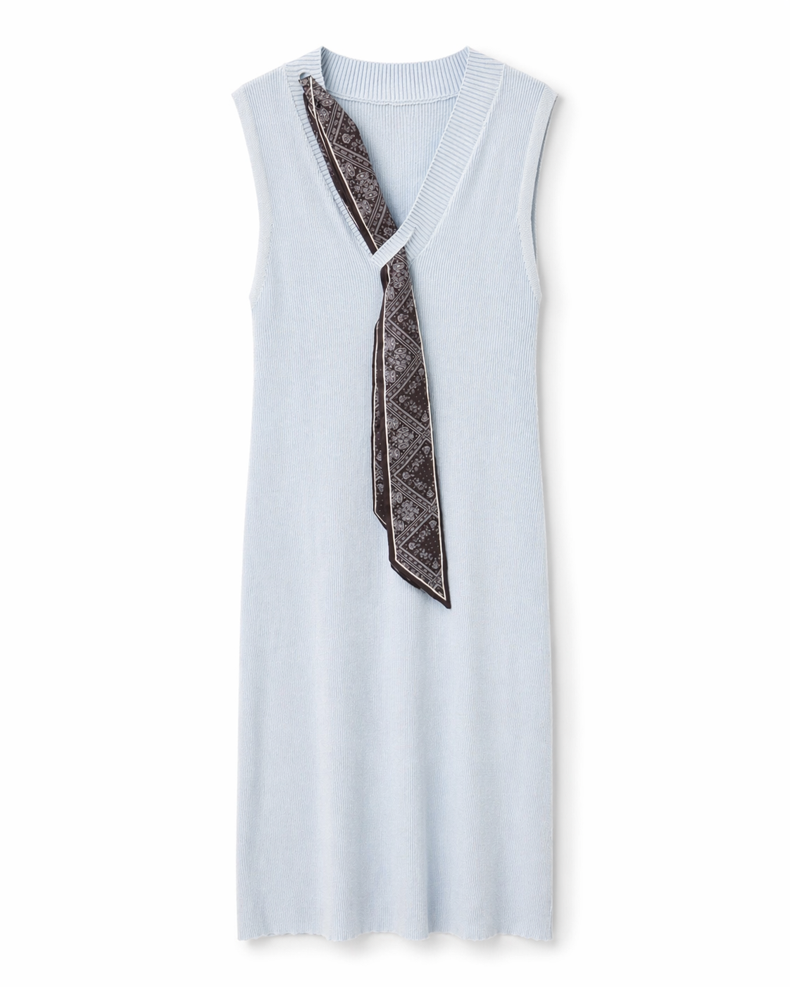 Vestido canalé con pañuelo