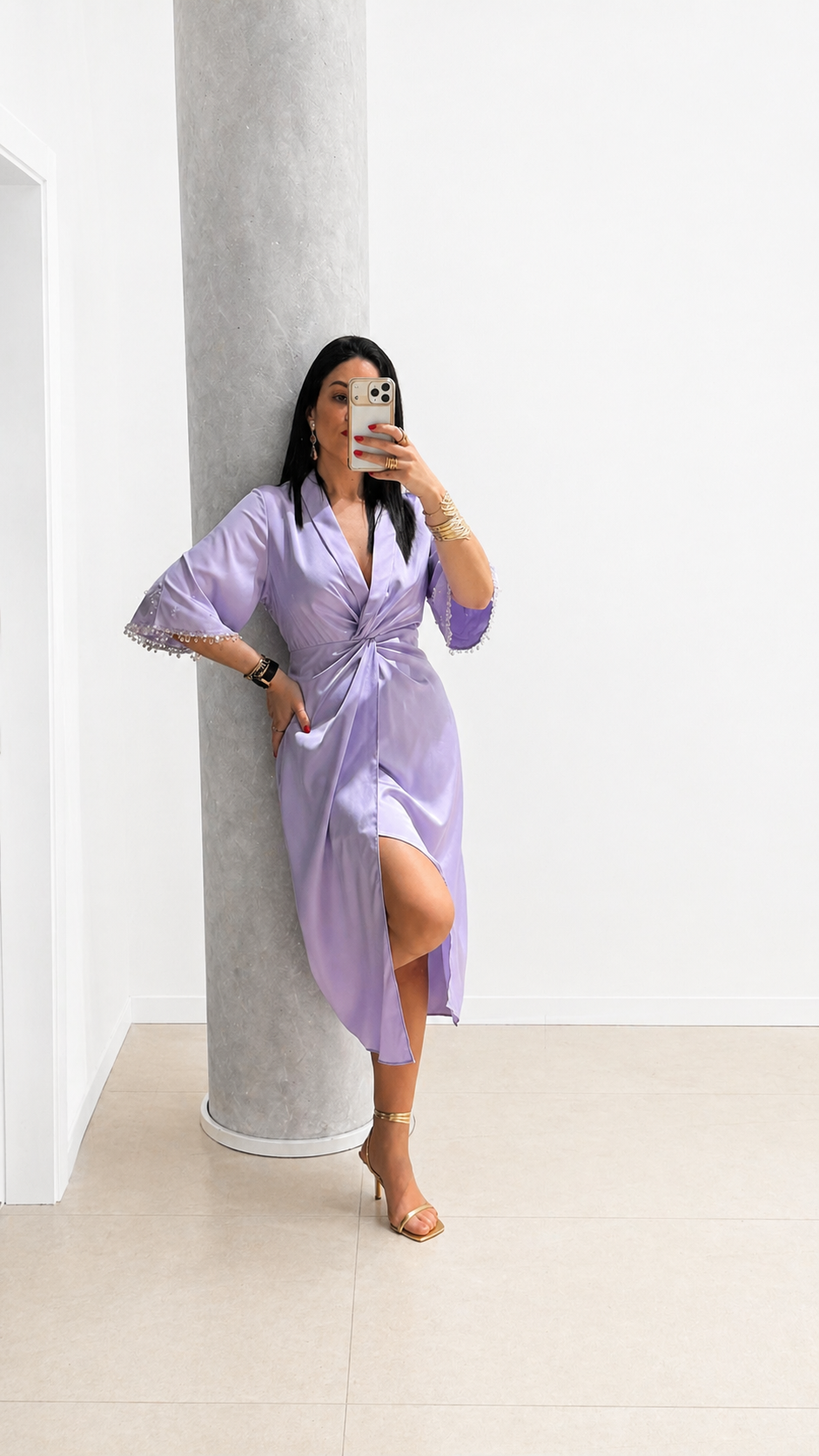 Vestido malva anudado
