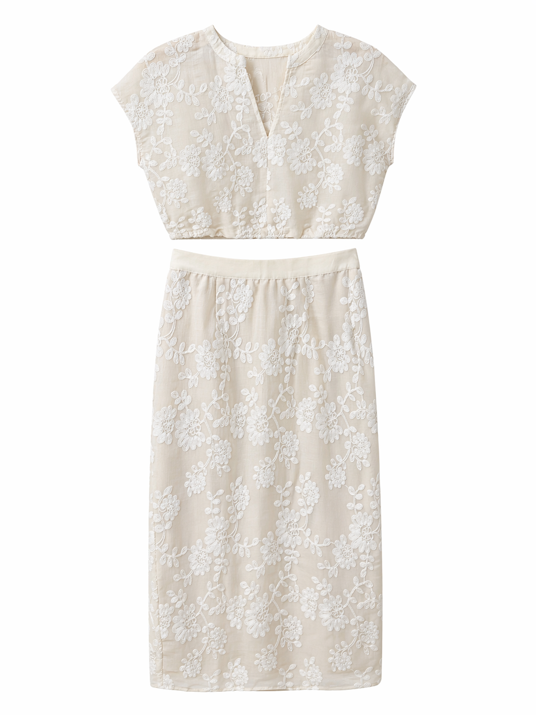 Conjunto encaje beige