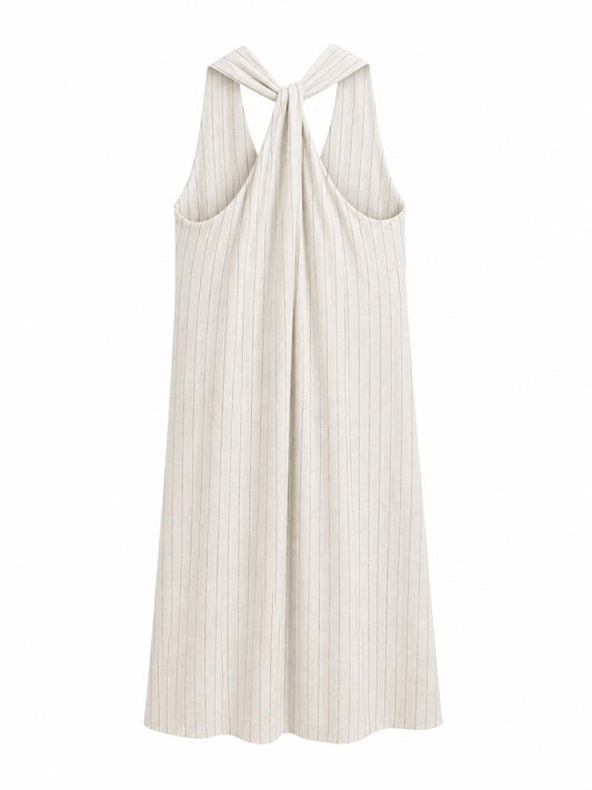 Vestido lino beige