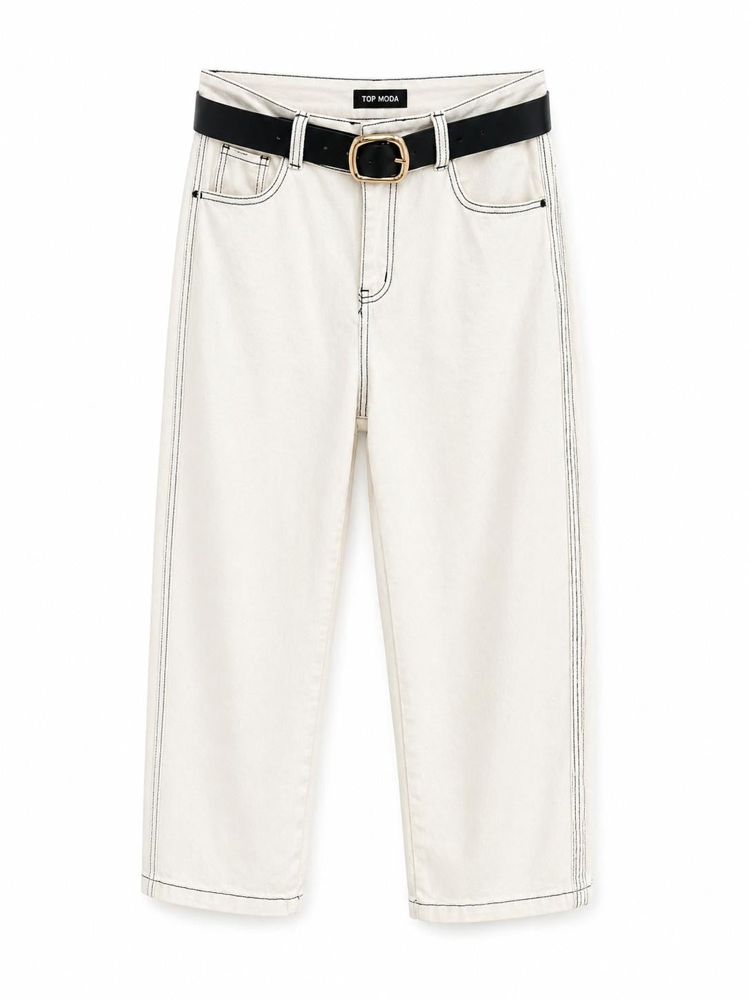 Pantalón vaquero globo blanco