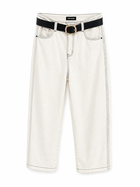 Pantalón vaquero globo blanco
