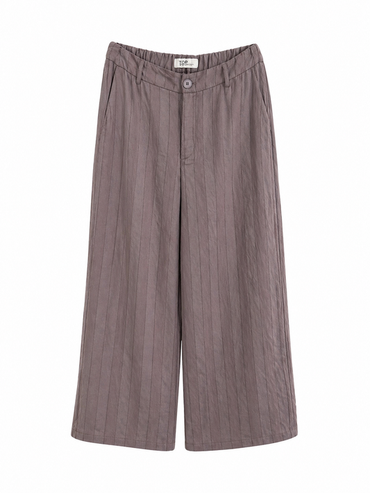 Pantalón lino marrón