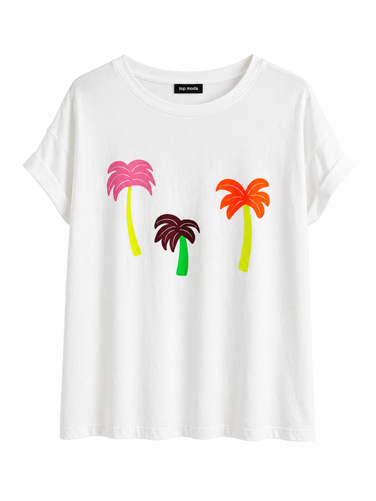Camiseta blanca palmeras