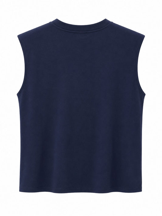 Camiseta azul hombreras