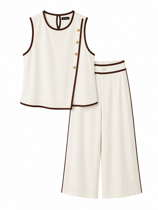 Conjunto beige botones
