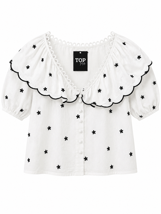 Top blanco babero