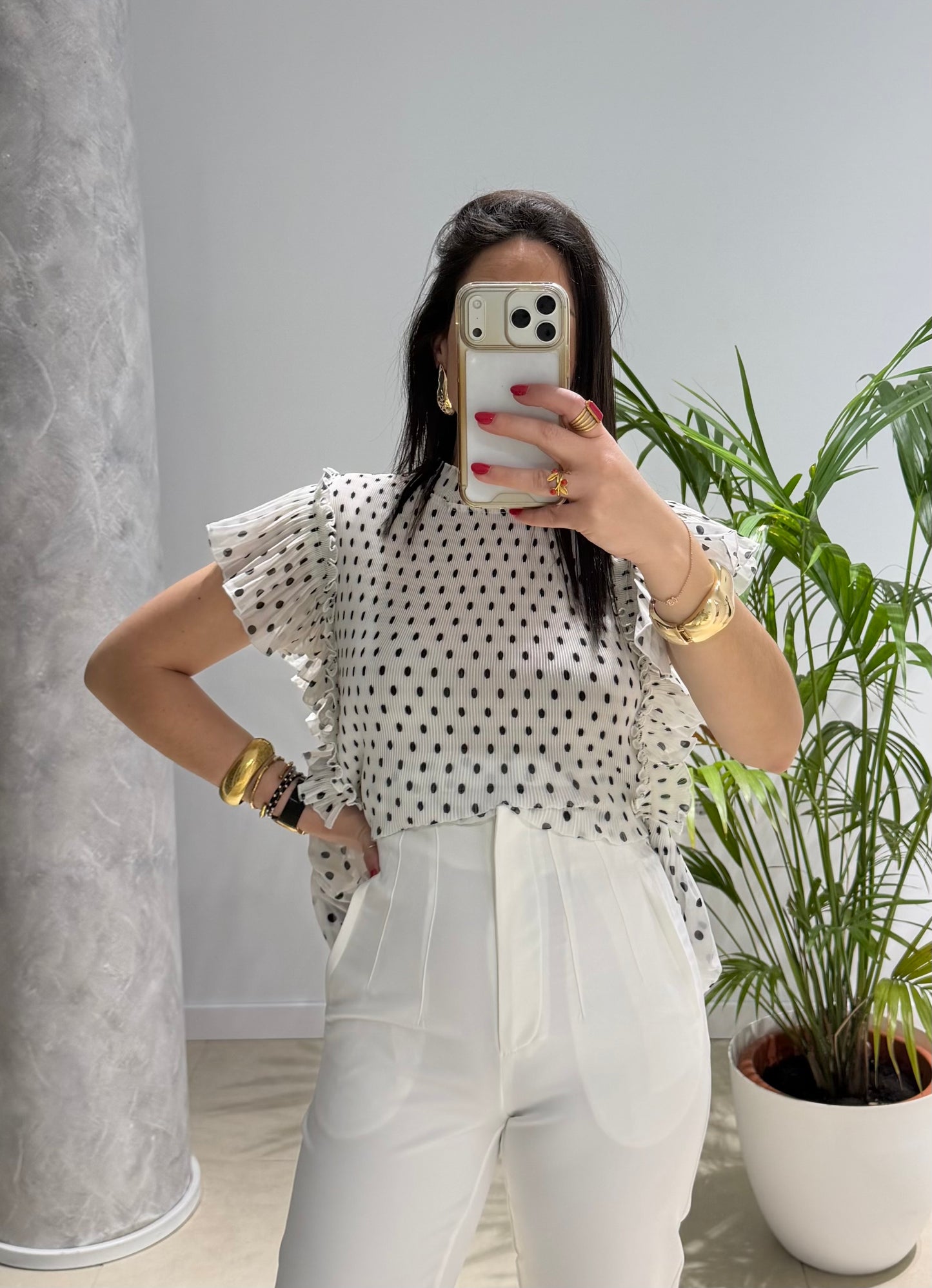 Camisa acordeón lunares
