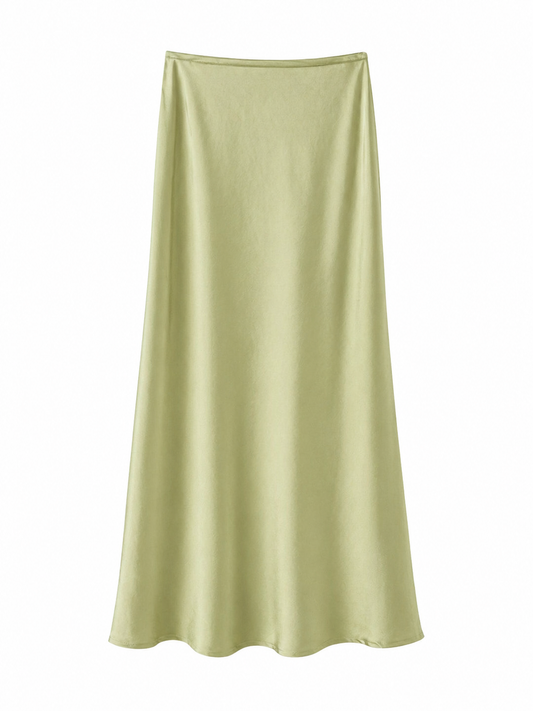 Falda satinada verde