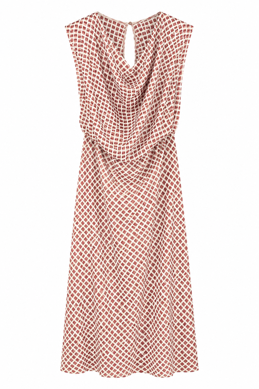 Vestido cuadro teja