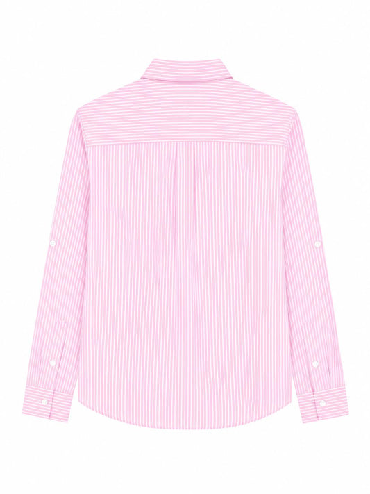 Camisa de rayas rosa y blanca