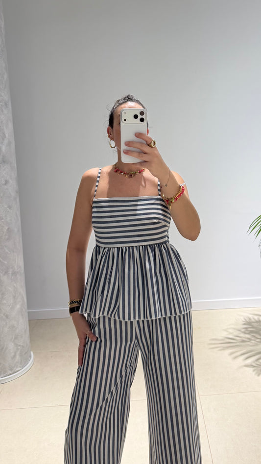 Conjunto rayas azul & blanco