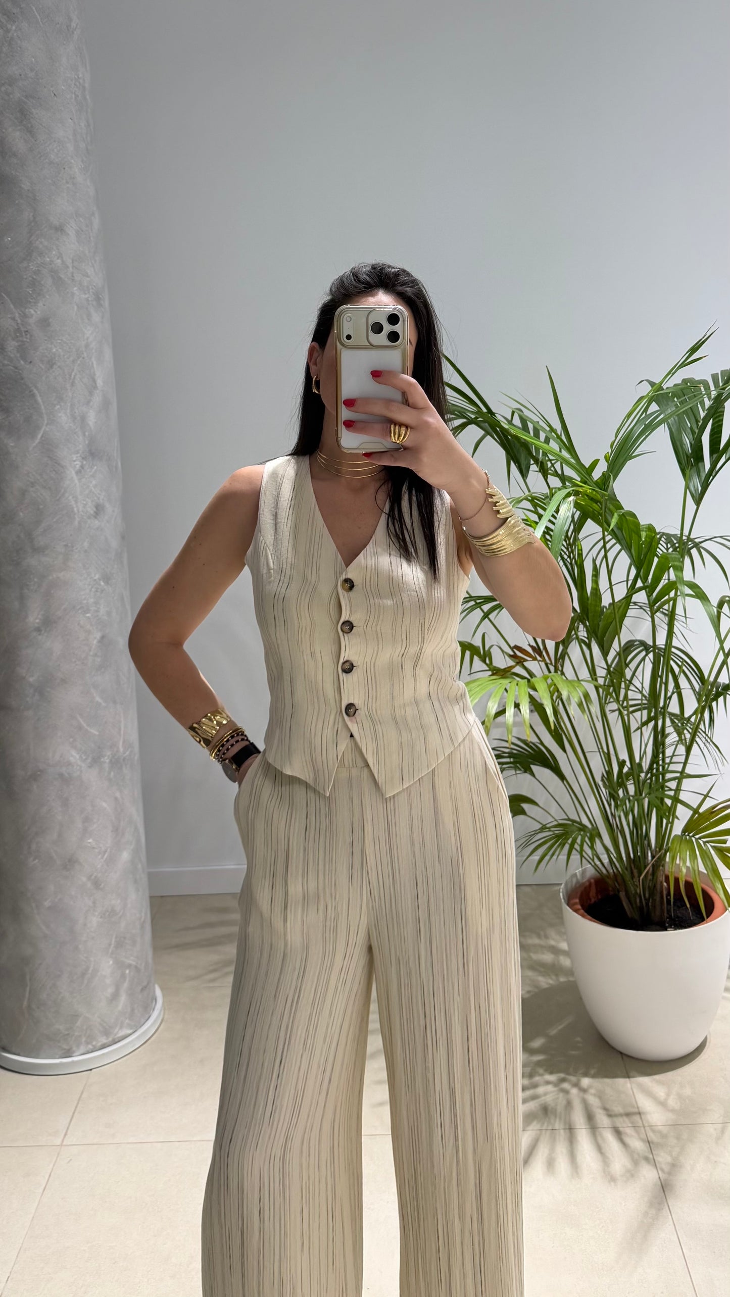 Conjunto de lino con rayas