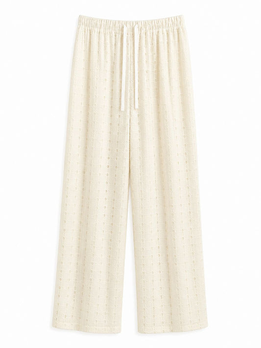 Pantalón perforado beige
