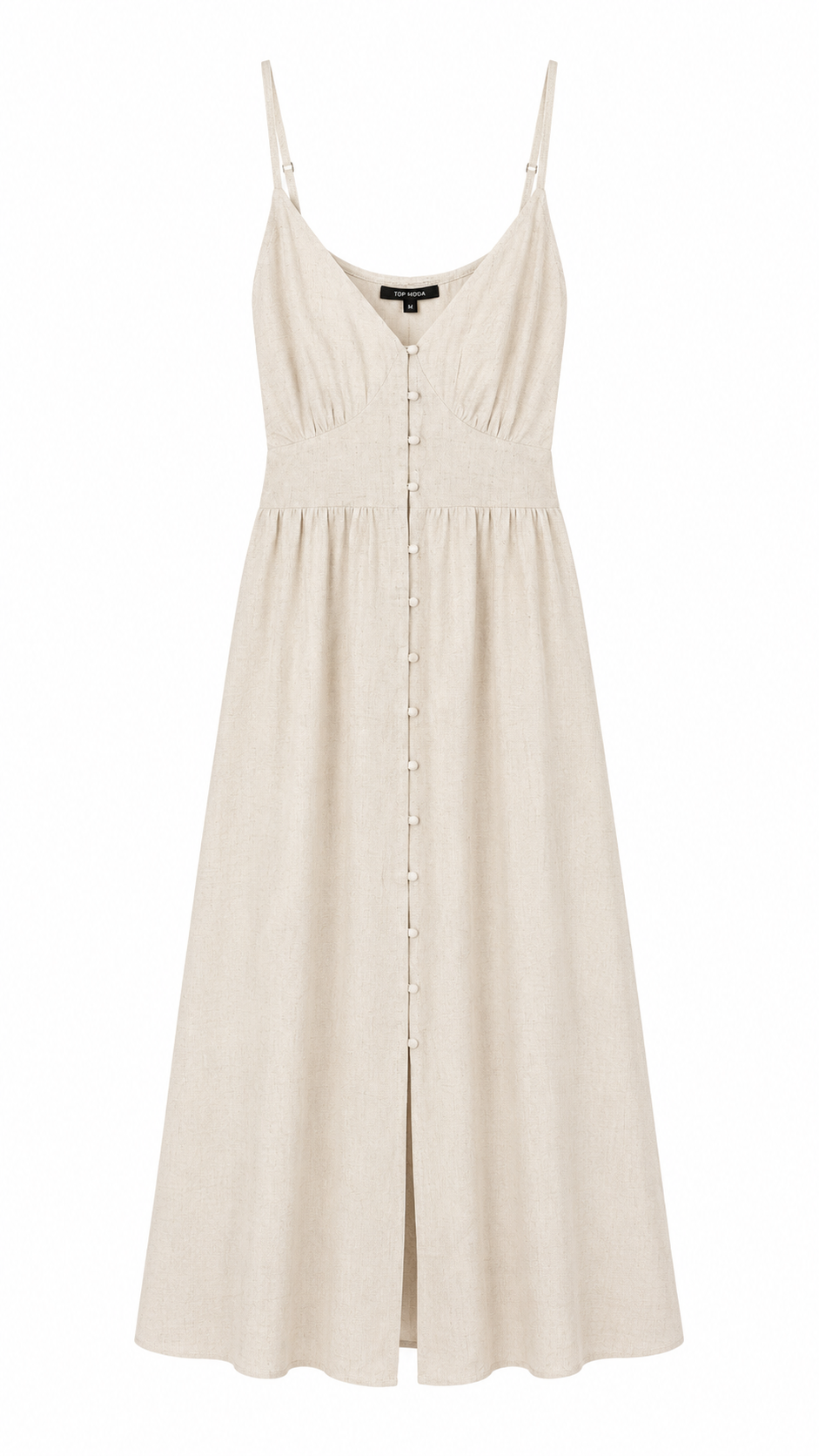 Vestido lino beige