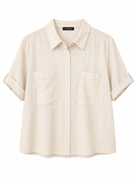Camisa de lino beige