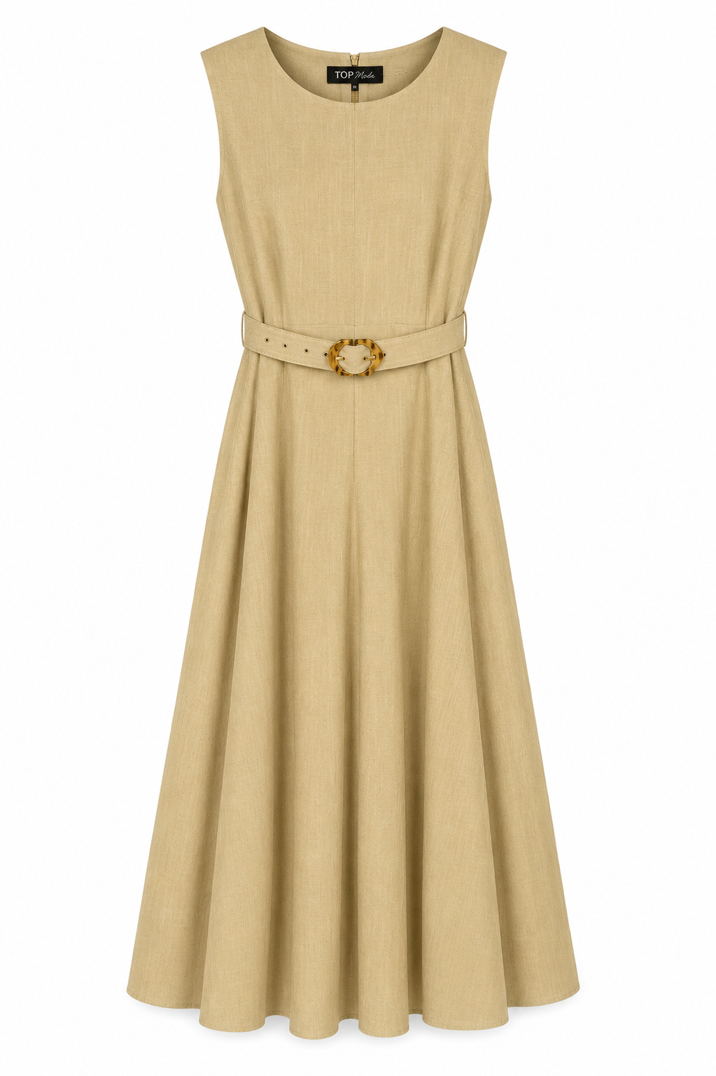 Vestido lino verde con cinturón