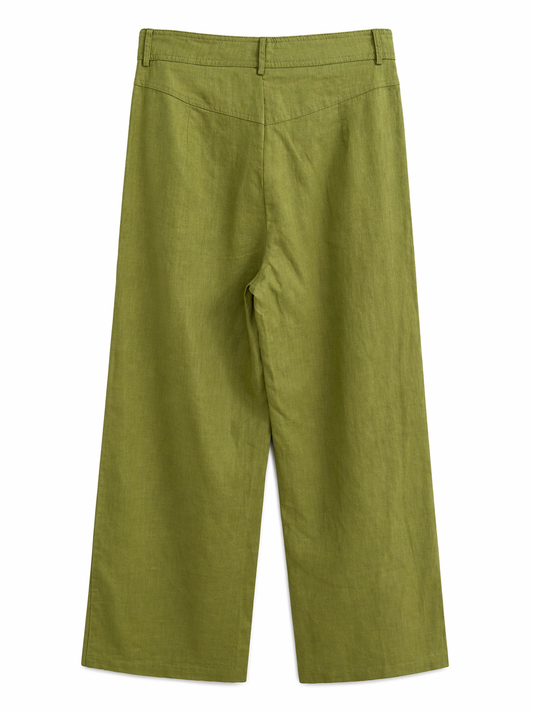 Pantalón verde oliva lino