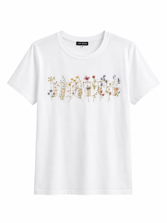 Camiseta básica blanca letras